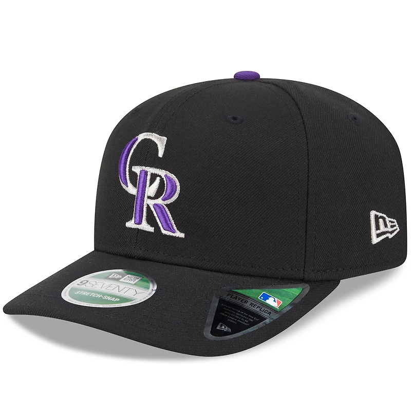 Men's New Era Black Colorado Rockies Player Replica 9SEVENTY Adjustable Hat