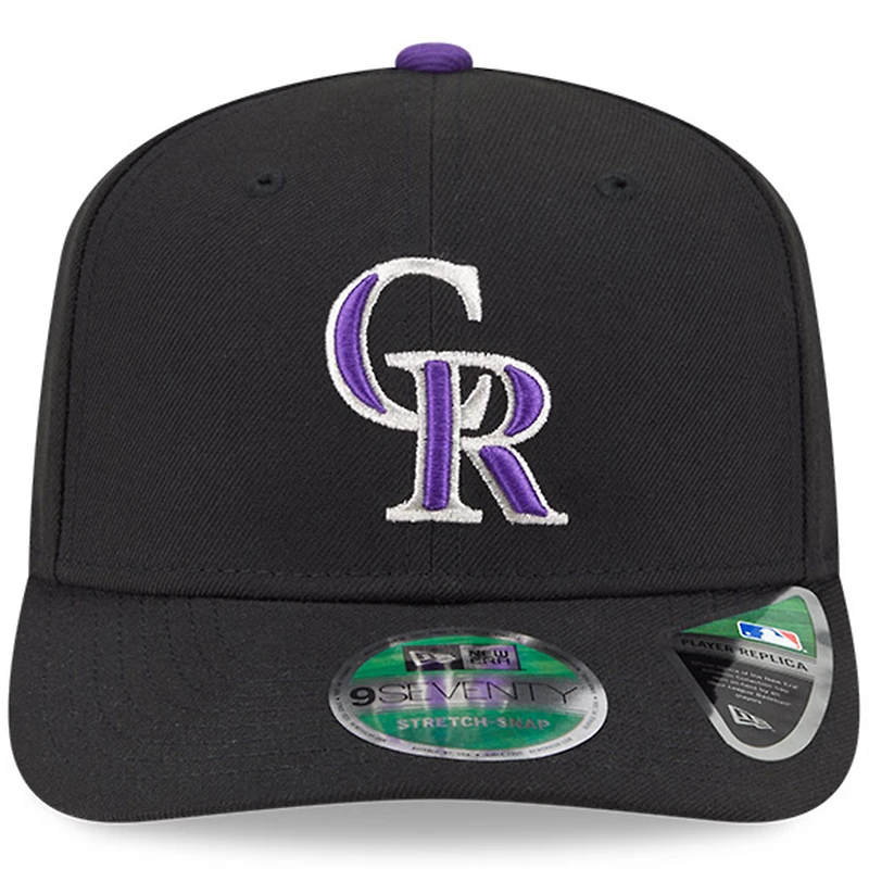 Men's New Era Black Colorado Rockies Player Replica 9SEVENTY Adjustable Hat