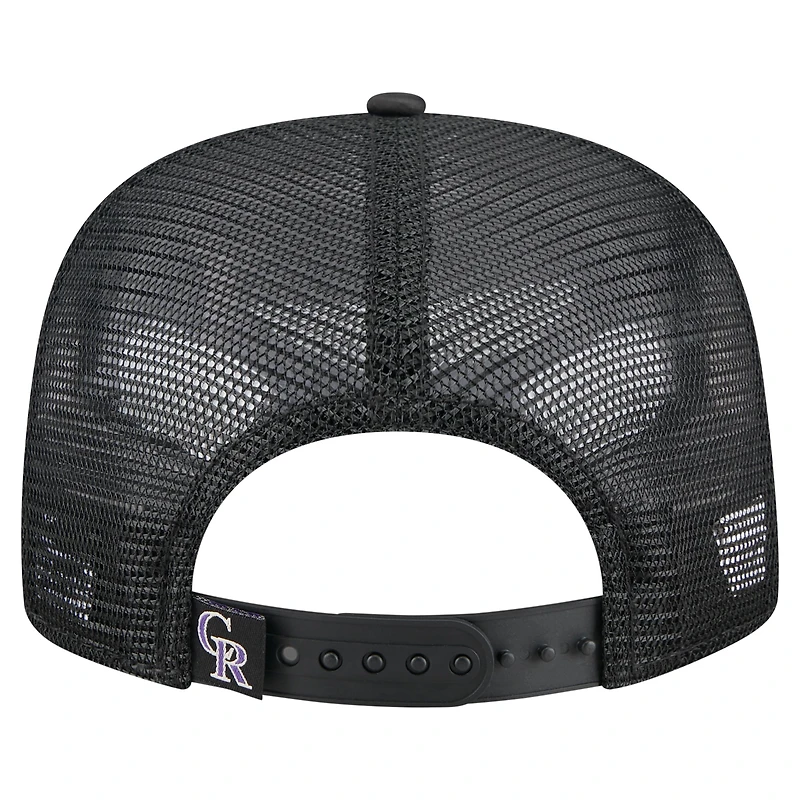 Casquette de golf ajustable noire rétro en satin pour homme New Era Colorado Rockies