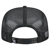 Casquette de golf ajustable noire rétro en satin pour homme New Era Colorado Rockies