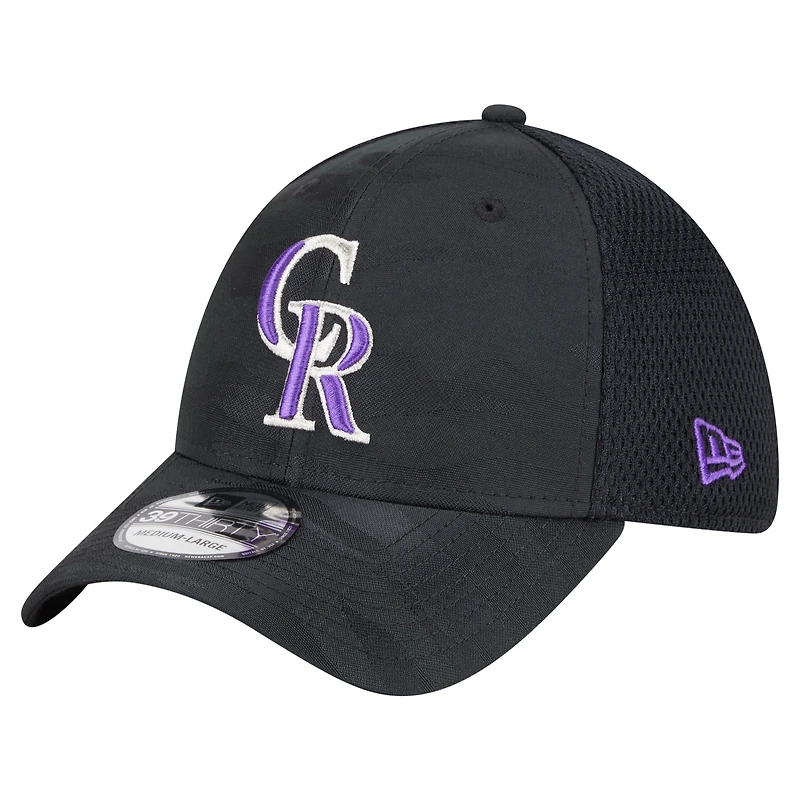 Casquette 39THIRTY Flex noire à motif camouflage subtil des Colorado Rockies de New Era pour homme