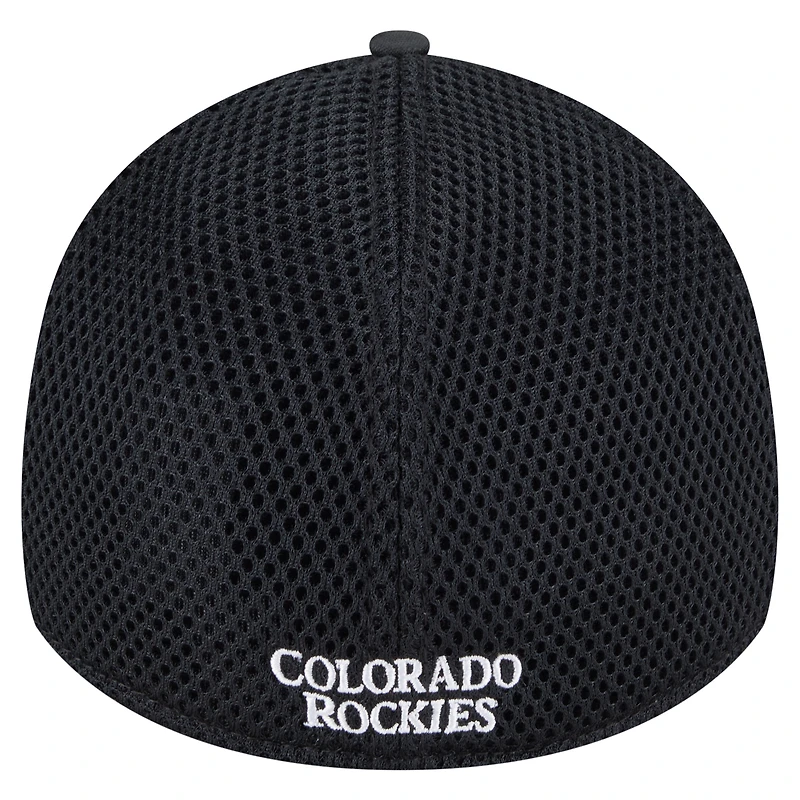 Men's New Era Black Colorado Rockies Subtle Camo 39THIRTY Flex Hat