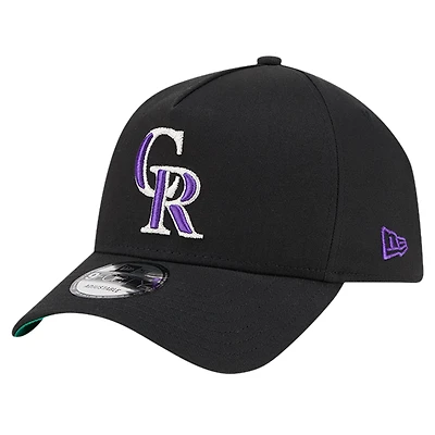 Casquette réglable A-Frame 9FORTY couleur équipe Colorado Rockies New Era noire pour hommes