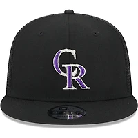 Men's New Era Black Colorado Rockies Team Color Trucker 9FIFTY Snapback Hat