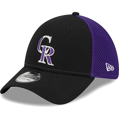 Casquette Flex New Era Colorado Rockies Team Neo 39THIRTY pour homme, noire