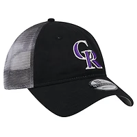 Casquette réglable noire Colorado Rockies Team Slick Trucker 9TWENTY New Era pour hommes