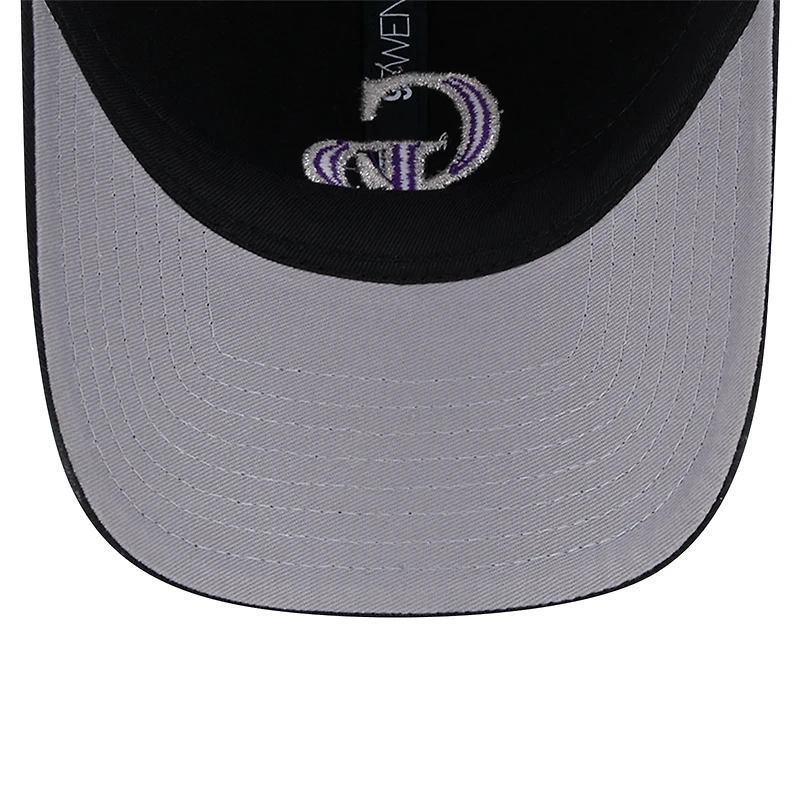 Men's New Era Black Colorado Rockies Team Slick Trucker 9TWENTY Adjustable Hat