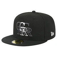 Men's New Era Black Colorado Rockies Tri-Hit 59FIFTY Fitted Hat
