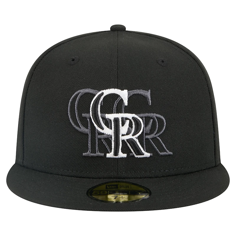 Casquette ajustée Tri-Hit 59FIFTY noire des Colorado Rockies de New Era pour homme