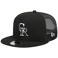 Men's New Era Black Colorado Rockies Trucker 9FIFTY Snapback Hat