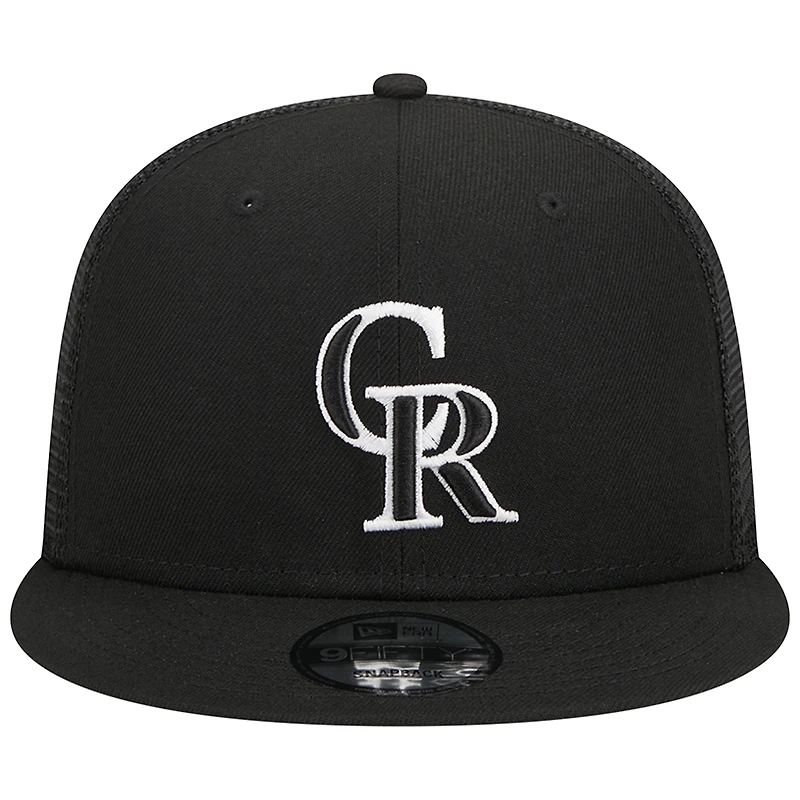 Casquette New Era Colorado Rockies Trucker 9FIFTY Snapback pour homme, noire
