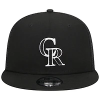 Casquette New Era Colorado Rockies Trucker 9FIFTY Snapback pour homme, noire