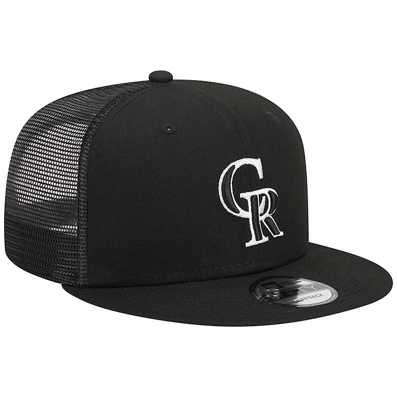 Men's New Era Black Colorado Rockies Trucker 9FIFTY Snapback Hat