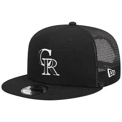 Men's New Era Black Colorado Rockies Trucker 9FIFTY Snapback Hat