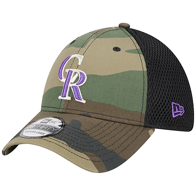 Casquette New Era Camo Colorado Rockies Team Neo 39THIRTY Flex pour homme