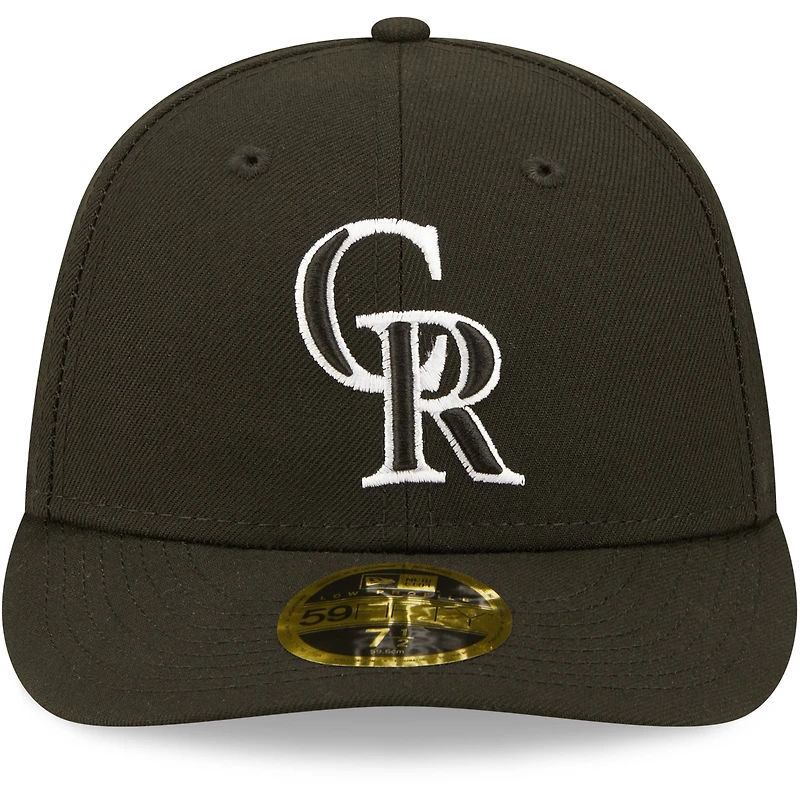 Casquette ajustée 59FIFTY à profil bas Colorado Rockies de New Era pour homme, noir et blanc