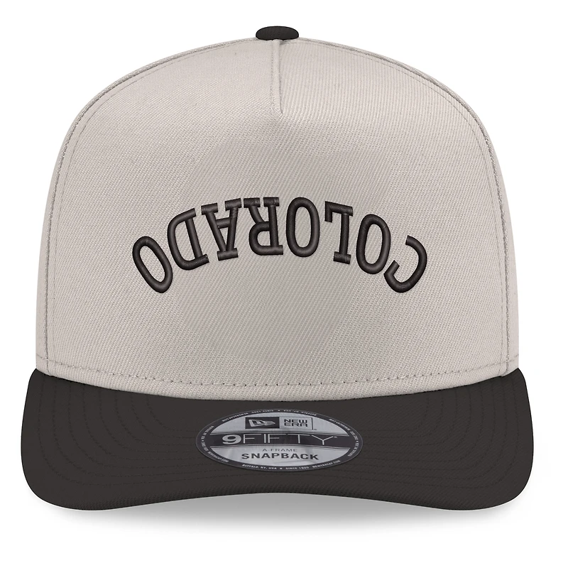 Men's New Era  Cream/Black Colorado Rockies Upside Down City Name A-Frame 9FIFTY Snapback Hat