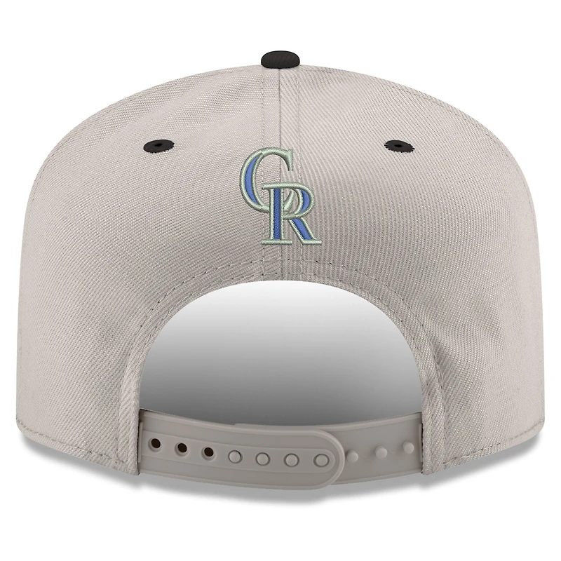 Men's New Era  Cream/Black Colorado Rockies Upside Down City Name A-Frame 9FIFTY Snapback Hat