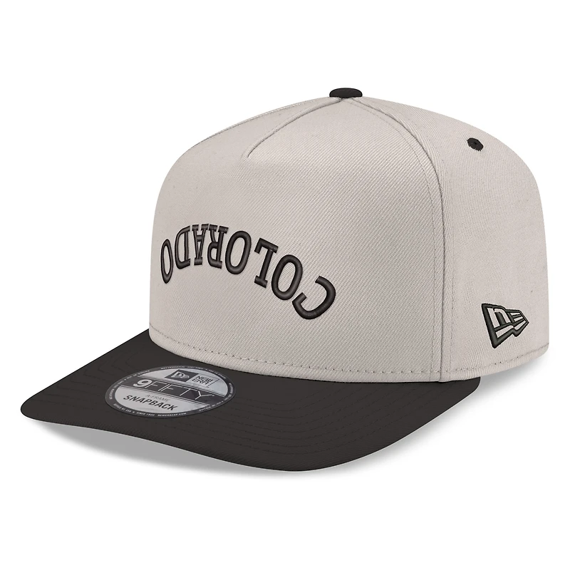 Men's New Era  Cream/Black Colorado Rockies Upside Down City Name A-Frame 9FIFTY Snapback Hat