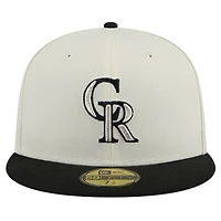 Men's New Era Cream Colorado Rockies Chrome 59FIFTY Fitted Hat