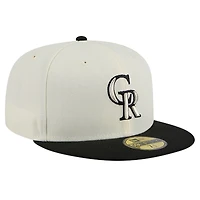Men's New Era Cream Colorado Rockies Chrome 59FIFTY Fitted Hat