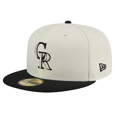 Casquette ajustée New Era 59FIFTY Chrome des Colorado Rockies pour homme, couleur crème