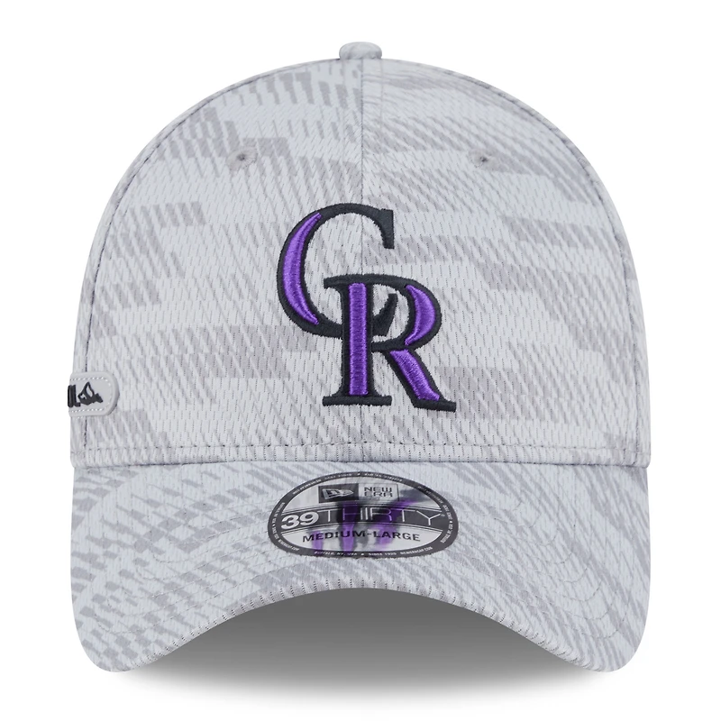 Men's New Era Gray Colorado Rockies 2025 MLB Clubhouse 39THIRTY Flex Hat