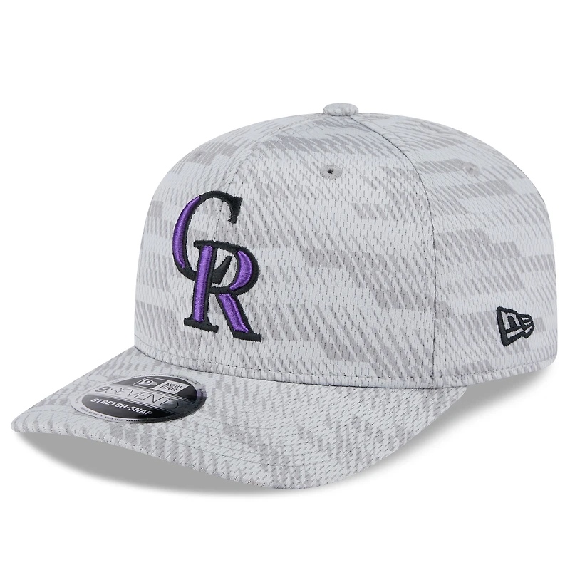 Men's New Era Gray Colorado Rockies 2025 MLB Clubhouse 9SEVENTY Stretch-Snap Hat