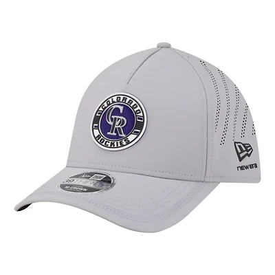Men's New Era Gray Colorado Rockies Patch 39THIRTY A-Frame M-Crown Perforated Flex Hat
