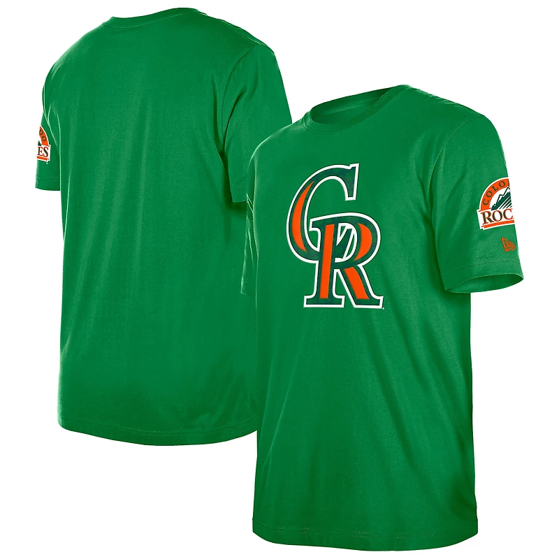 T-shirt à imprimé Shamrock de la Saint-Patrick des Colorado Rockies Kelly Green New Era pour homme