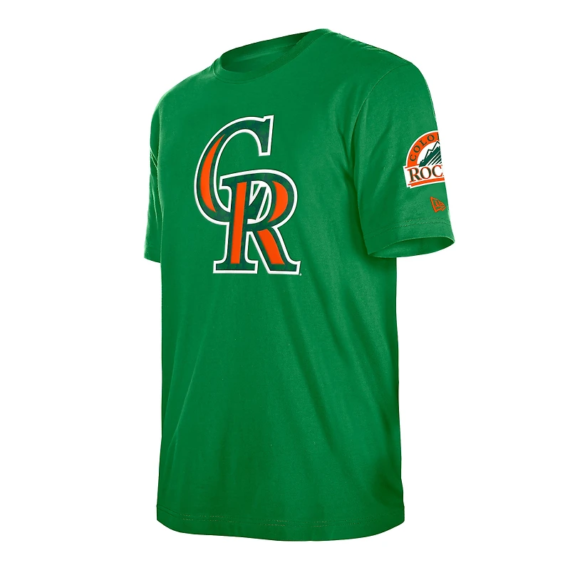 T-shirt à imprimé Shamrock de la Saint-Patrick des Colorado Rockies Kelly Green New Era pour homme