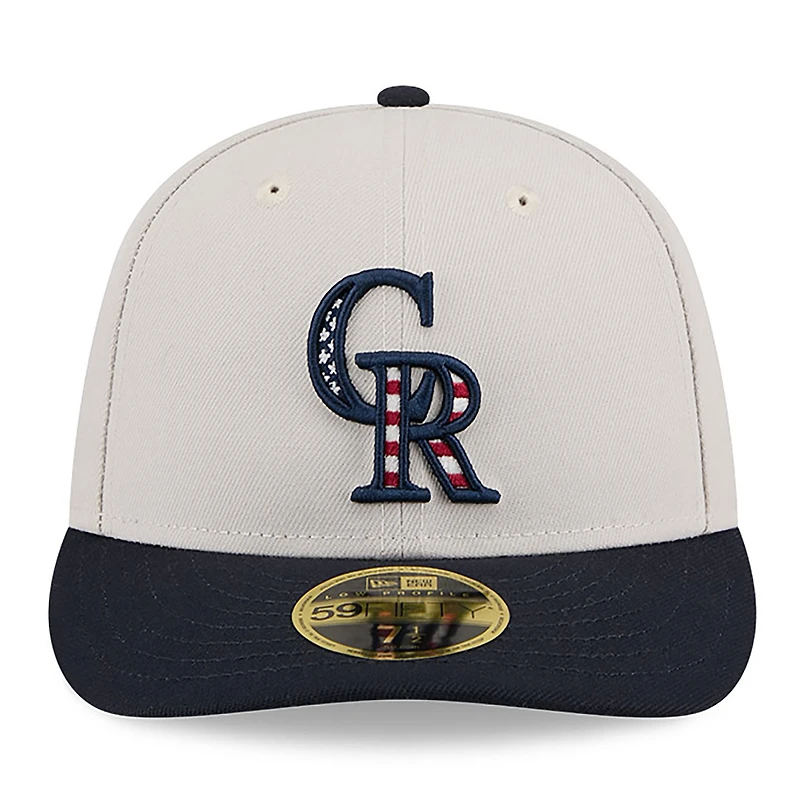 Casquette ajustée 59FIFTY à profil bas du 4 juillet New Era pour hommes, kaki/noir