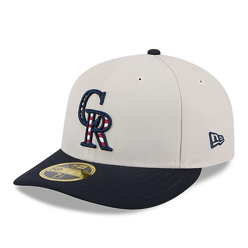 Casquette ajustée 59FIFTY à profil bas du 4 juillet New Era pour hommes, kaki/noir