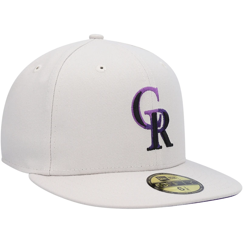 Casquette ajustée 59FIFTY avec sous-visière grise New Era Colorado Rockies Stone pour homme