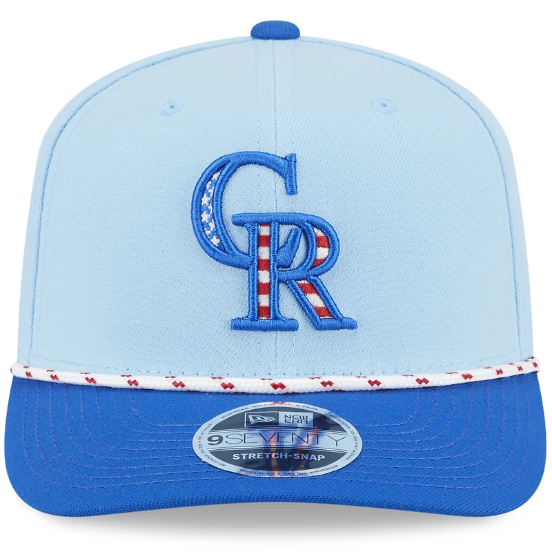 Casquette ajustable 9SEVENTY bleu clair/bleu pour homme New Era Colorado Rockies 2025 4 juillet