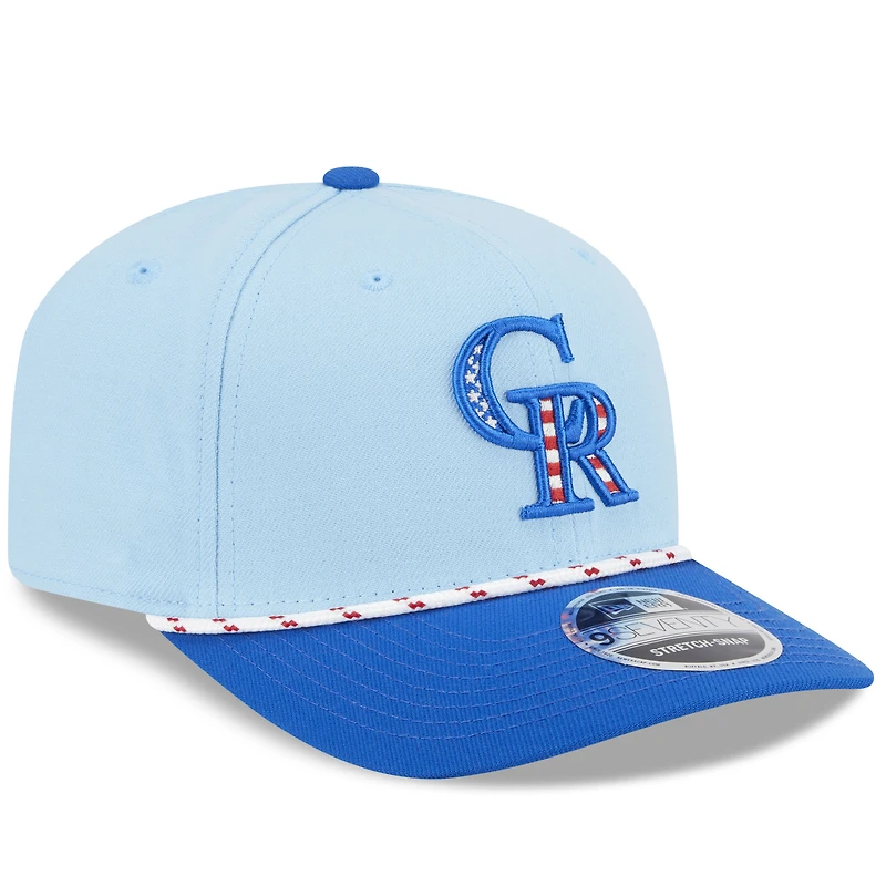 Casquette ajustable 9SEVENTY bleu clair/bleu pour homme New Era Colorado Rockies 2025 4 juillet