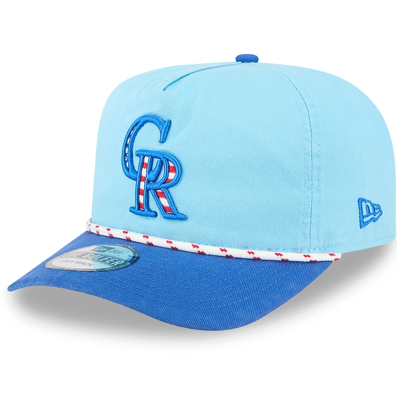 Casquette de golf à snapback bleu clair/bleu New Era Colorado Rockies 2025 pour homme