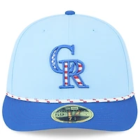 Men's New Era Light Blue/Blue Colorado Rockies 2025 Fourth of July Low Profile 59FIFTY Fitted Hat