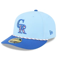 Men's New Era Light Blue/Blue Colorado Rockies 2025 Fourth of July Low Profile 59FIFTY Fitted Hat