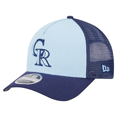 Casquette ajustable 9FORTY M-Crown A-Frame pour homme, bleu clair/bleu marine, coloris bicolore, des Rockies du Colorado, New Era