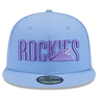 Casquette ajustée 59FIFTY bleu clair pour homme New Era Colorado Rockies 2025 City Connect Fan Pack