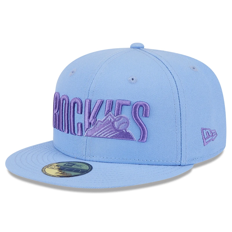 Casquette ajustée 59FIFTY bleu clair pour homme New Era Colorado Rockies 2025 City Connect Fan Pack