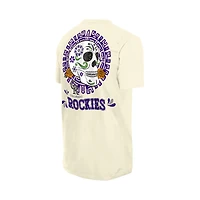 Men's New Era Natural Colorado Rockies Dia de los Muertos Sugar Skull T-Shirt