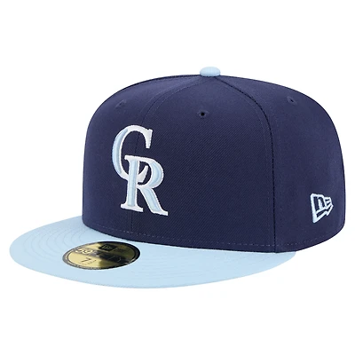 Casquette ajustée 59FIFTY bicolore bleu marine/bleu clair des Colorado Rockies de New Era pour homme