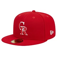 Men's New Era Red Colorado Rockies Logo 59FIFTY Fitted Hat