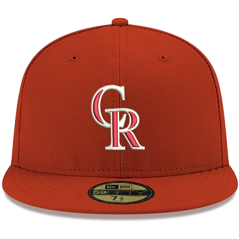 Casquette ajustée 59FIFTY blanche avec logo Colorado Rockies New Era pour homme