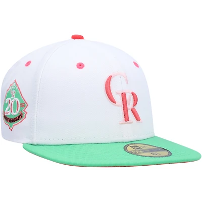 Casquette ajustée 20th Anniversary Watermelon Lolli 59FIFTY New Era pour homme, blanc/vert Colorado Rockies