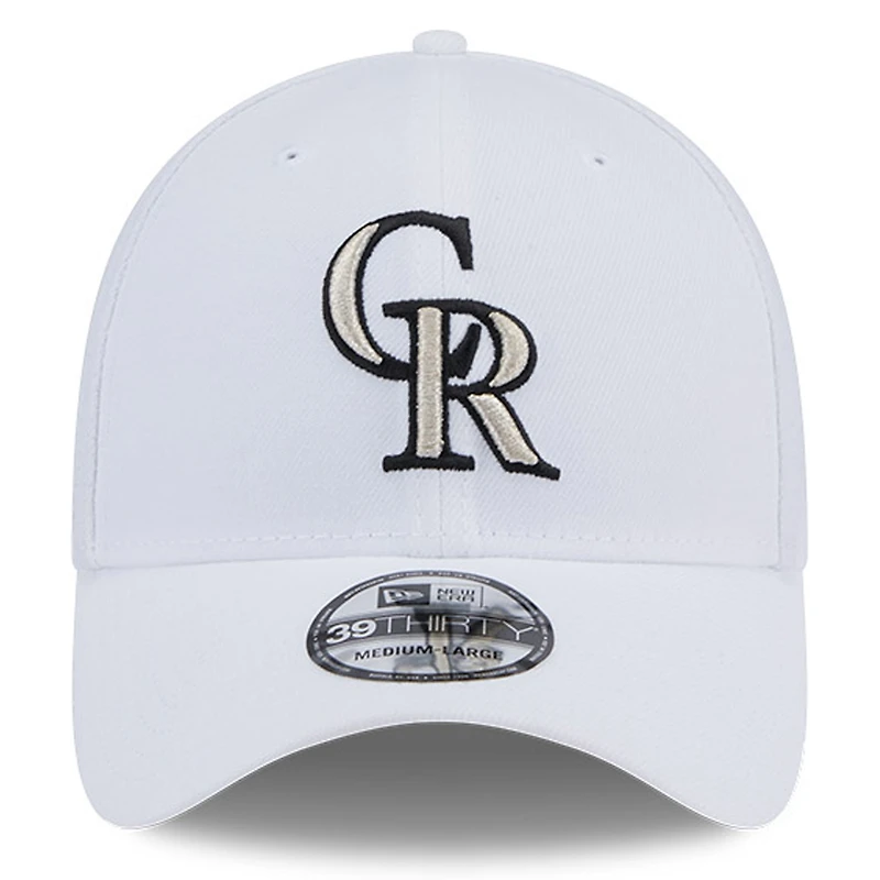 Casquette 39THIRTY Flex blanche des Colorado Rockies de New Era pour homme