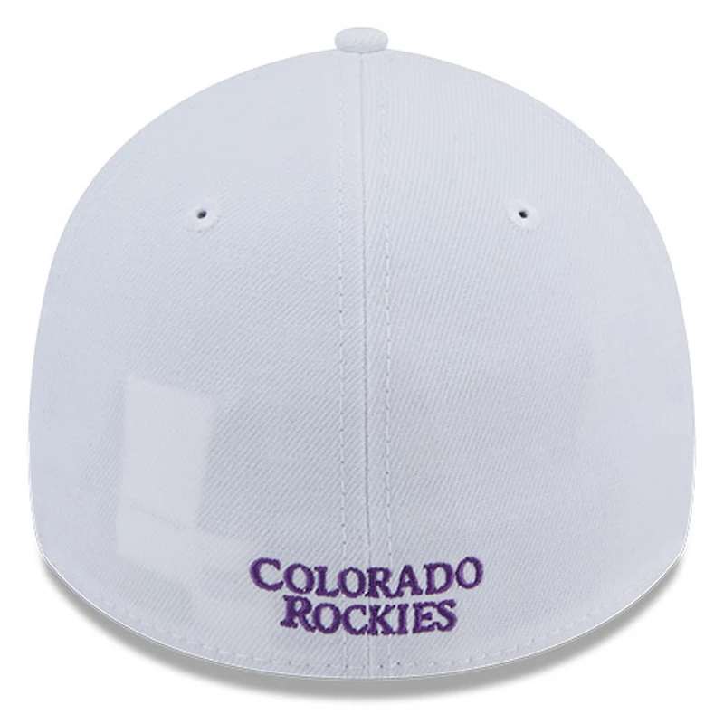 Casquette 39THIRTY Flex blanche des Colorado Rockies de New Era pour homme