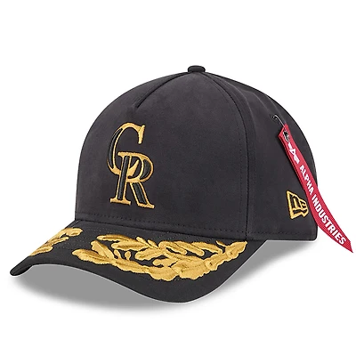 Casquette ajustable A-Frame 9FORTY noire des Colorado Rockies de New Era x Alpha Industries pour homme